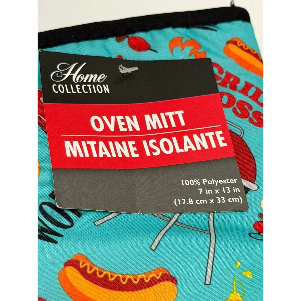 Home Collection Grill Boss BBQ Oven Mitt and Pot Holder Set 3pc Teal NEW